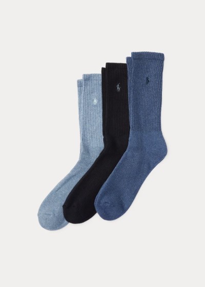 Calcetines Polo Ralph Lauren Hombre Azules - Crew 3-Pack - KOJWM8729